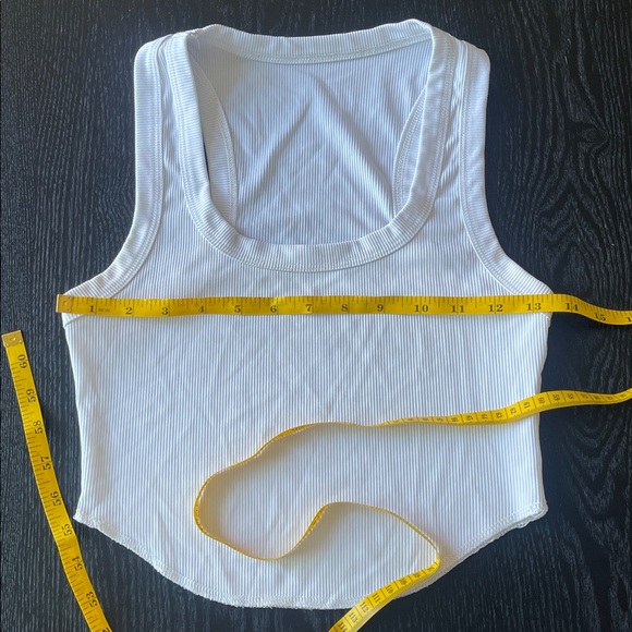White Ribbed Scoop Neck Tank Top - Picture 2 of 5